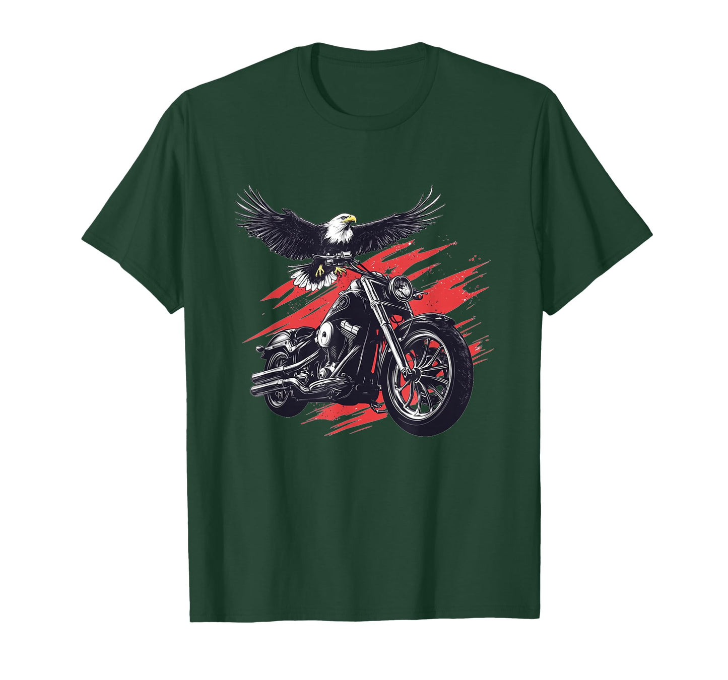Patriotic Motorcycle and Eagle Graphic T-Shirt