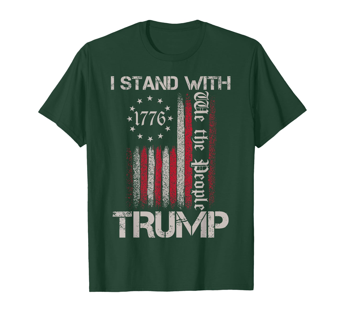 I Stand With Trump American Flag Men Woman USA Vintage Tee T-Shirt