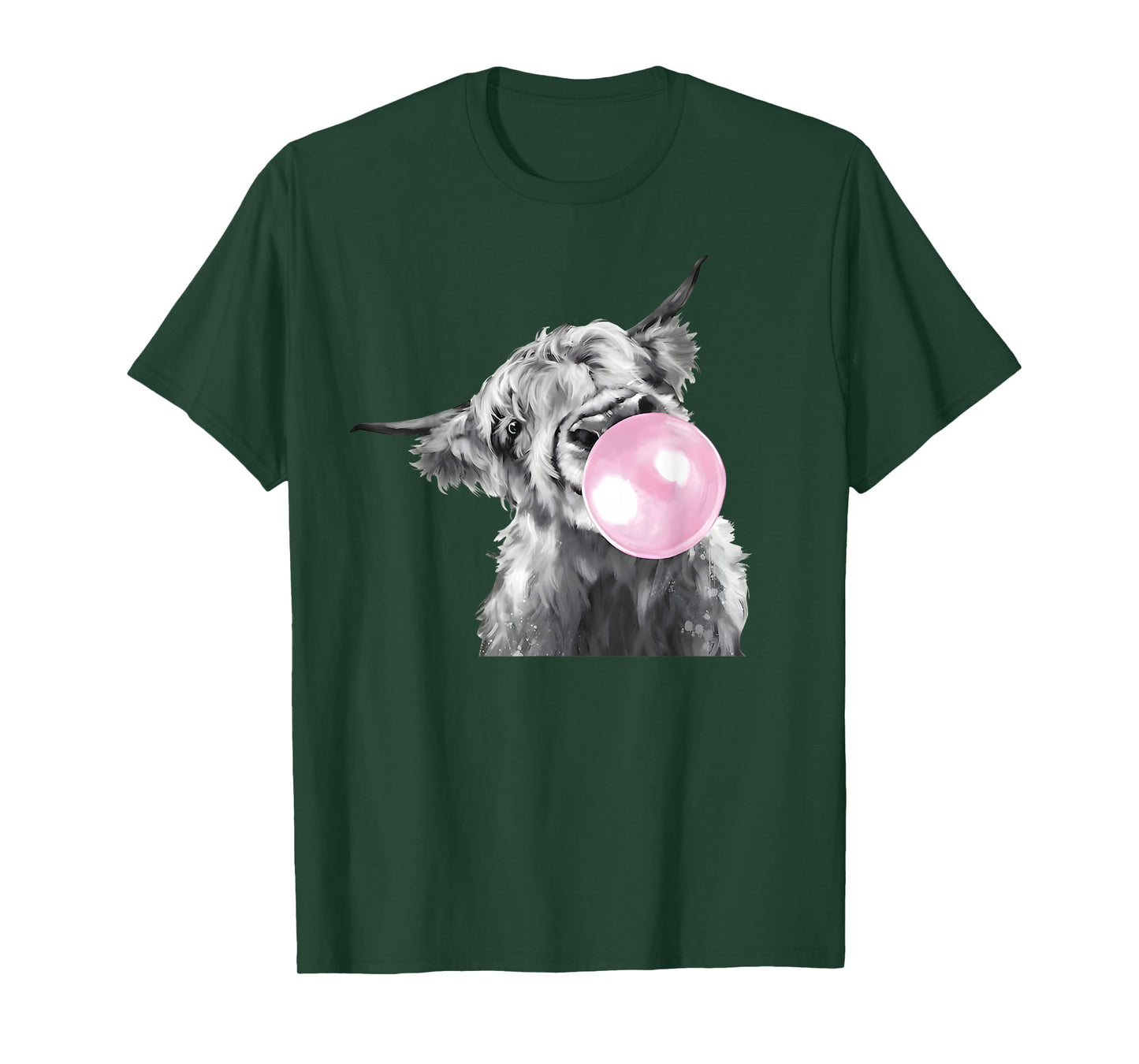 Cute Highland Cow With Bubblegum White And Black Western T-Shirt