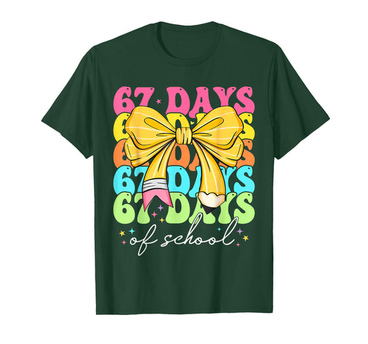 67 Days of School Girls Coquette Bow 67th Day of School T-Shirt