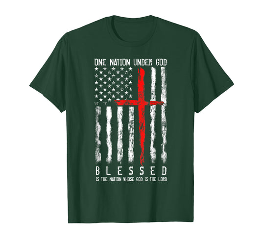 Patriotic Christian Tshirts Blessed One Nation Under God T-Shirt