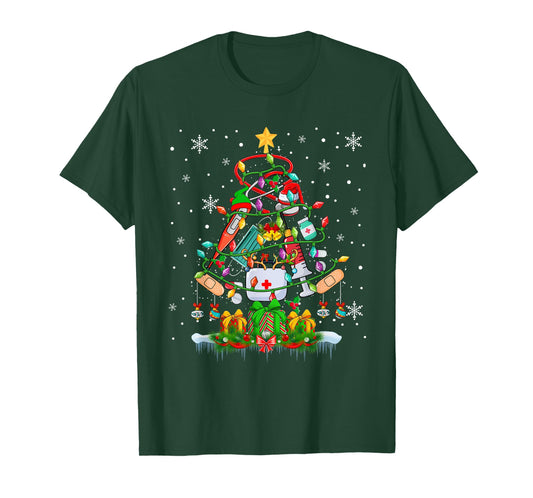 Christmas Tree Santa Reindeer Elf Medical Instruments Doctor T-Shirt