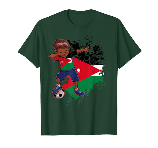 Dabbing Boy Jordanian Jordan Flag Kids Dab Dance T-Shirt