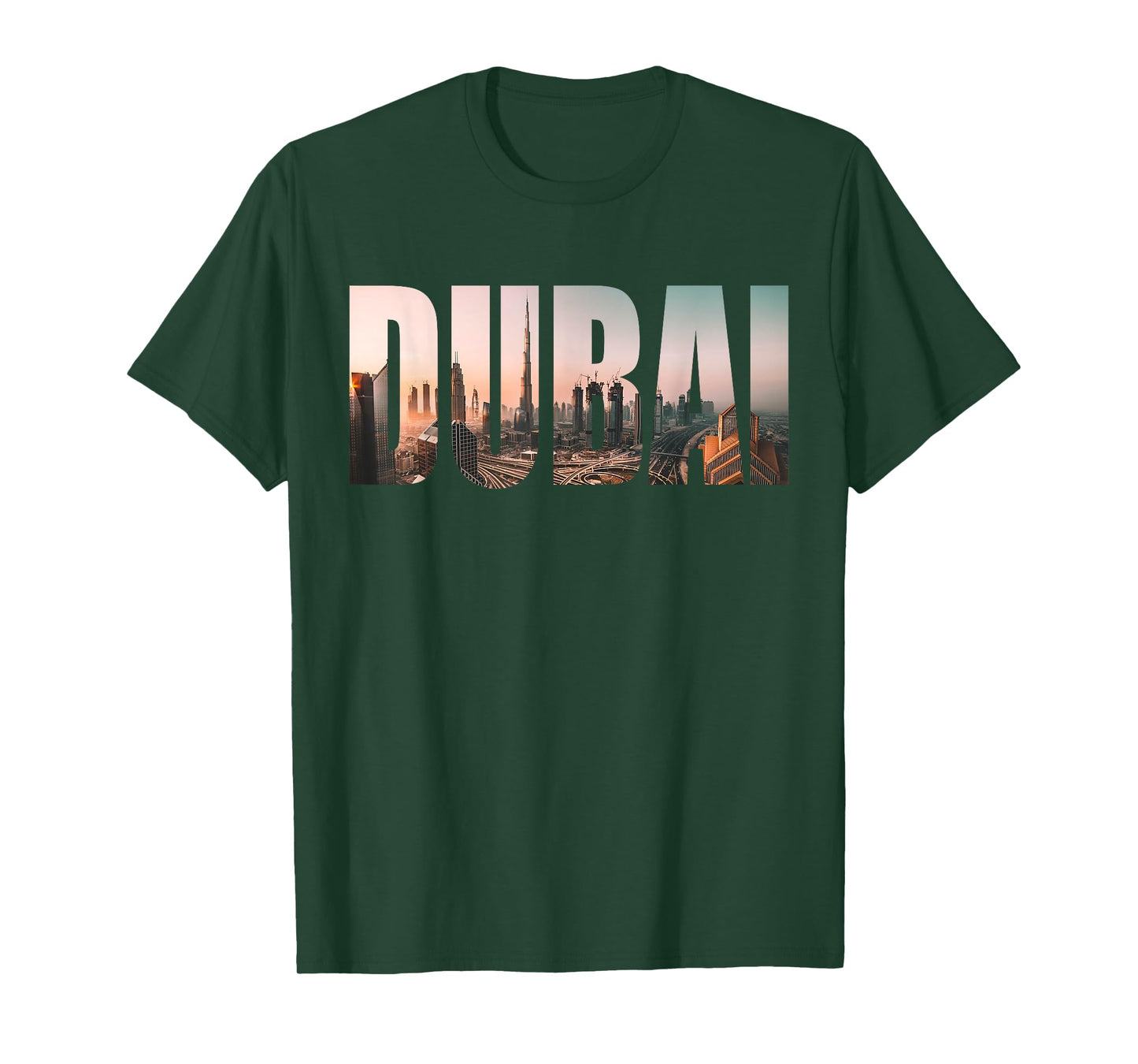 Dubai UAE Skyline Urban Photography Font T-Shirt
