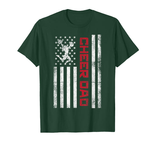 Funny Cheer Dad American US Flag Cheerleader Dad Father Team T-Shirt