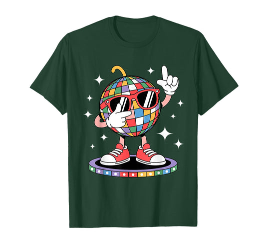 Fun Disco Ball Dabbing Sunglasses 70s Nightclub Dance Party T-Shirt