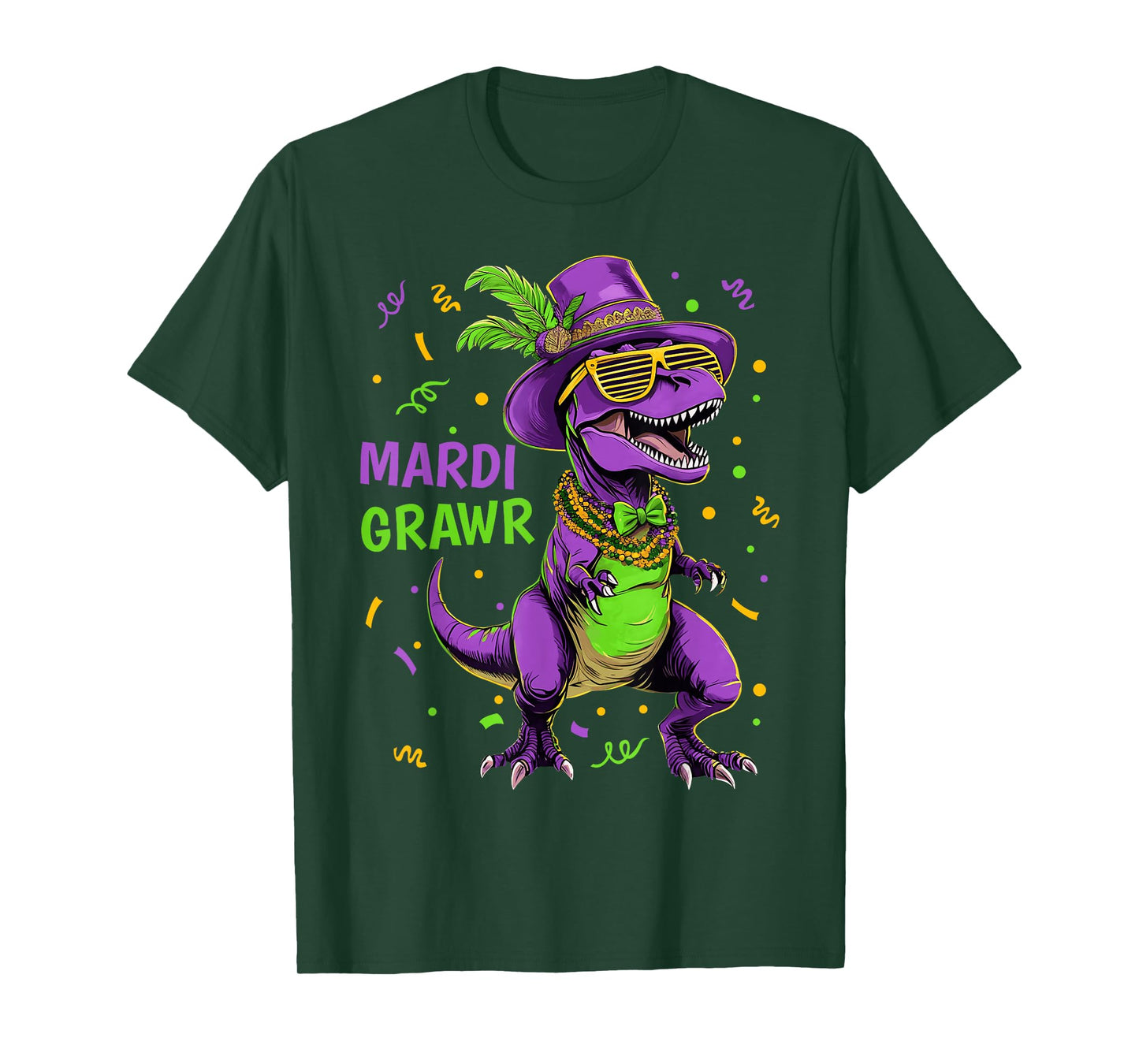 Mardi Grawr T-Rex Dino Costume Toddler Boys Kids Mardi Gras T-Shirt
