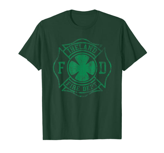 Irish Fire Fighter Maltese Cross Ireland Department T-Shirt