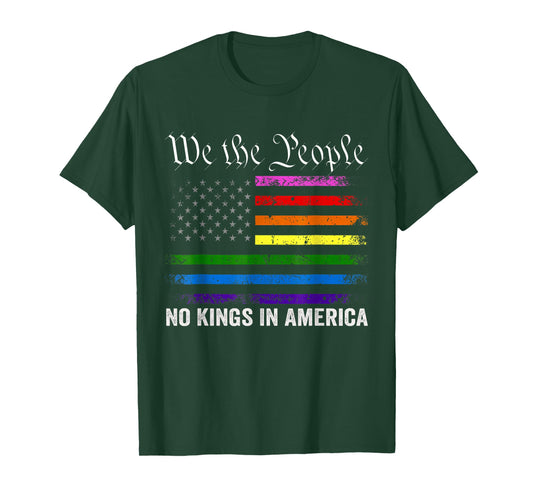 No Kings in America Shirt LGBT American Flag T-Shirt