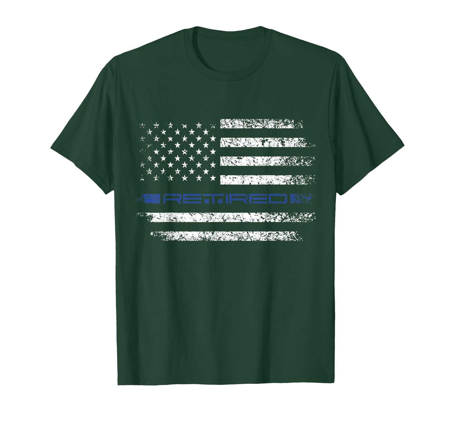 Police Officer Thin RETIRED Blue Line American Flag T-Shirt