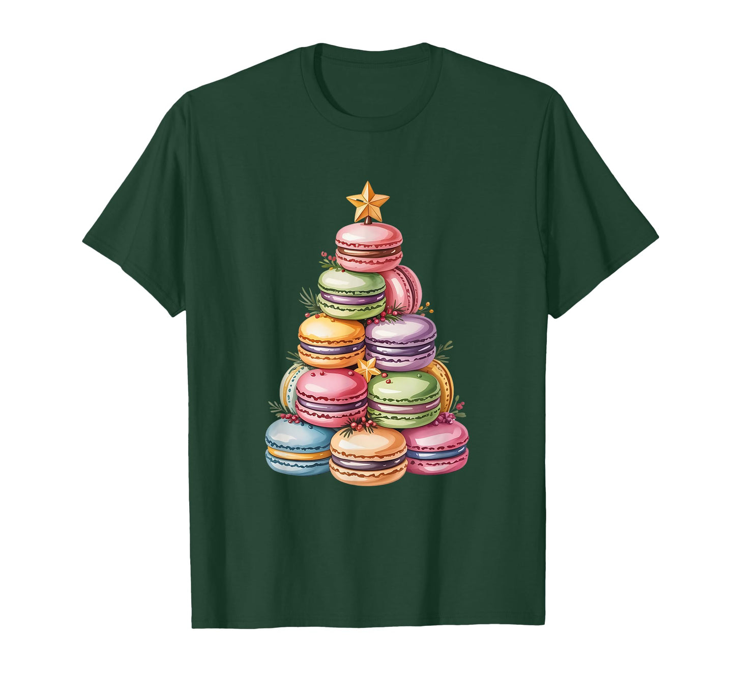 Cute Macaron Cookie Christmas Tree Holiday Baking Aesthetic T-Shirt