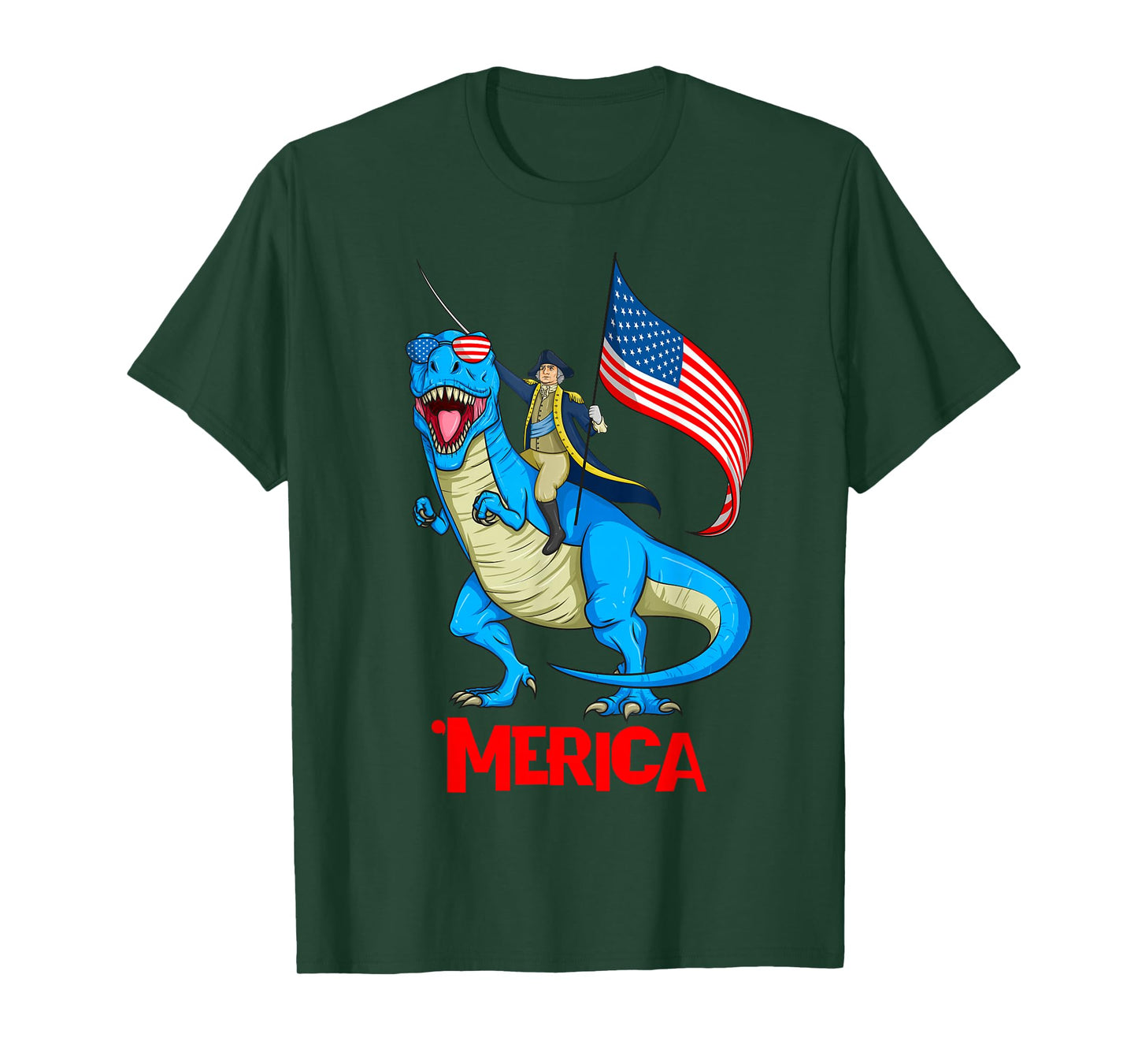 Merica Patriotic TRex Dinosaur George Washington 4th of July T-Shirt