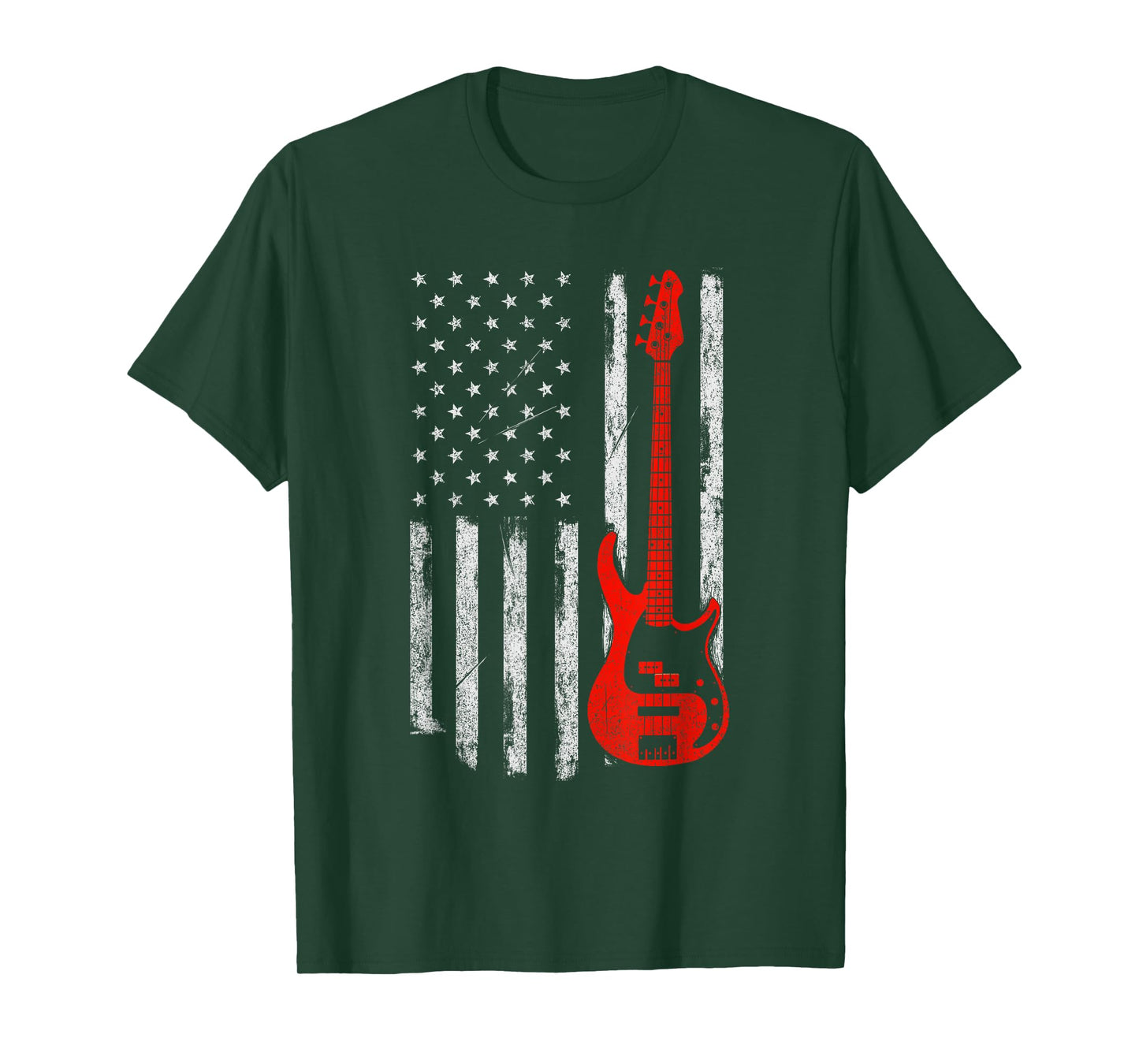 Bassist - USA American Flag Bass Guitar Player Musician T-Shirt