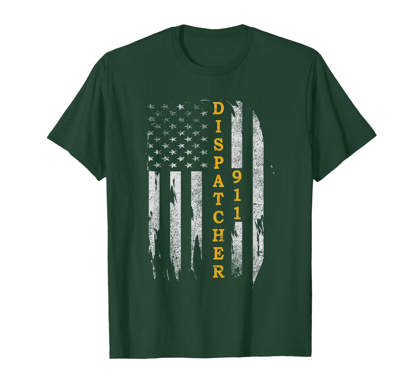 Thin Gold Line Flag American USA Patriotic 911 Dispatcher T-Shirt