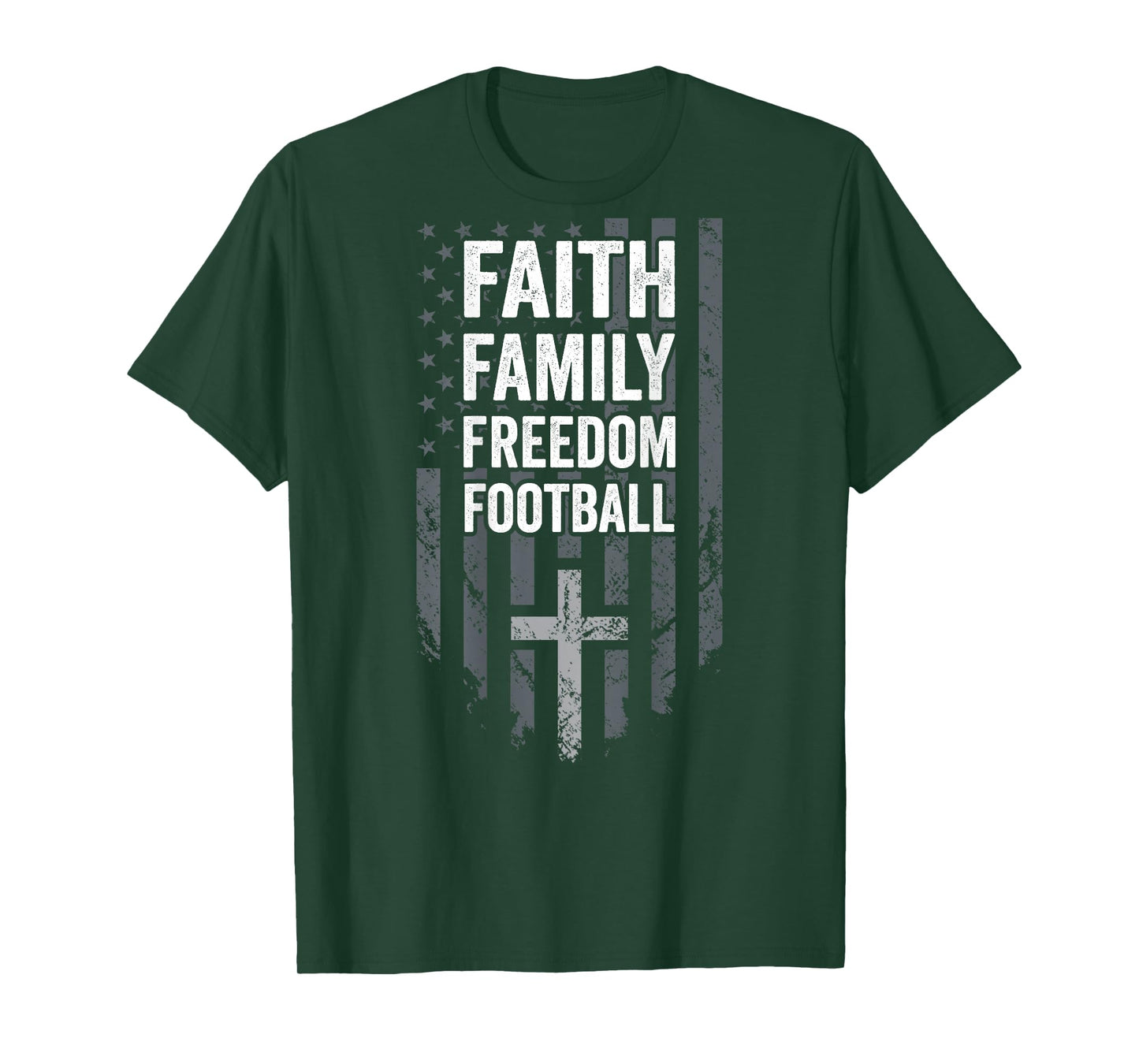Faith Family Freedom Football - USA Cross Flag - ON BACK T-Shirt
