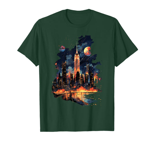 New York City Downtown Skyline Statue of Liberty NYC T-Shirt