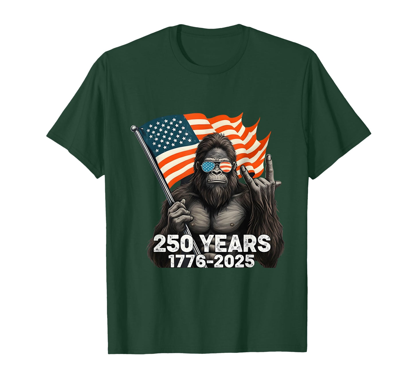 Bigfoot Sasquatch Flag 250 Years 1776-2026 250th Birthday T-Shirt