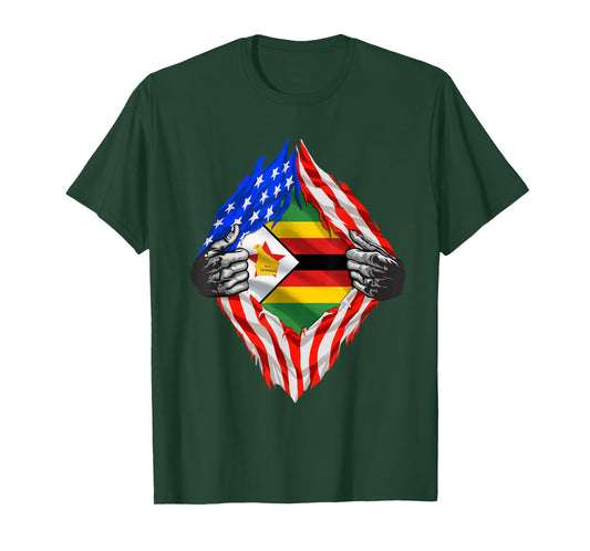 Super Zimbabwean Heritage Proud Zimbabwe Roots USA Flag T-Shirt