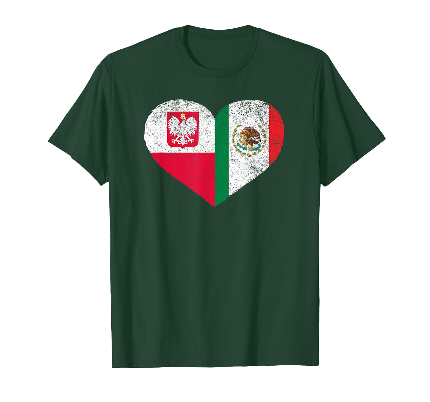 Polish Mexican Flag Heart Poland Mexico T-Shirt