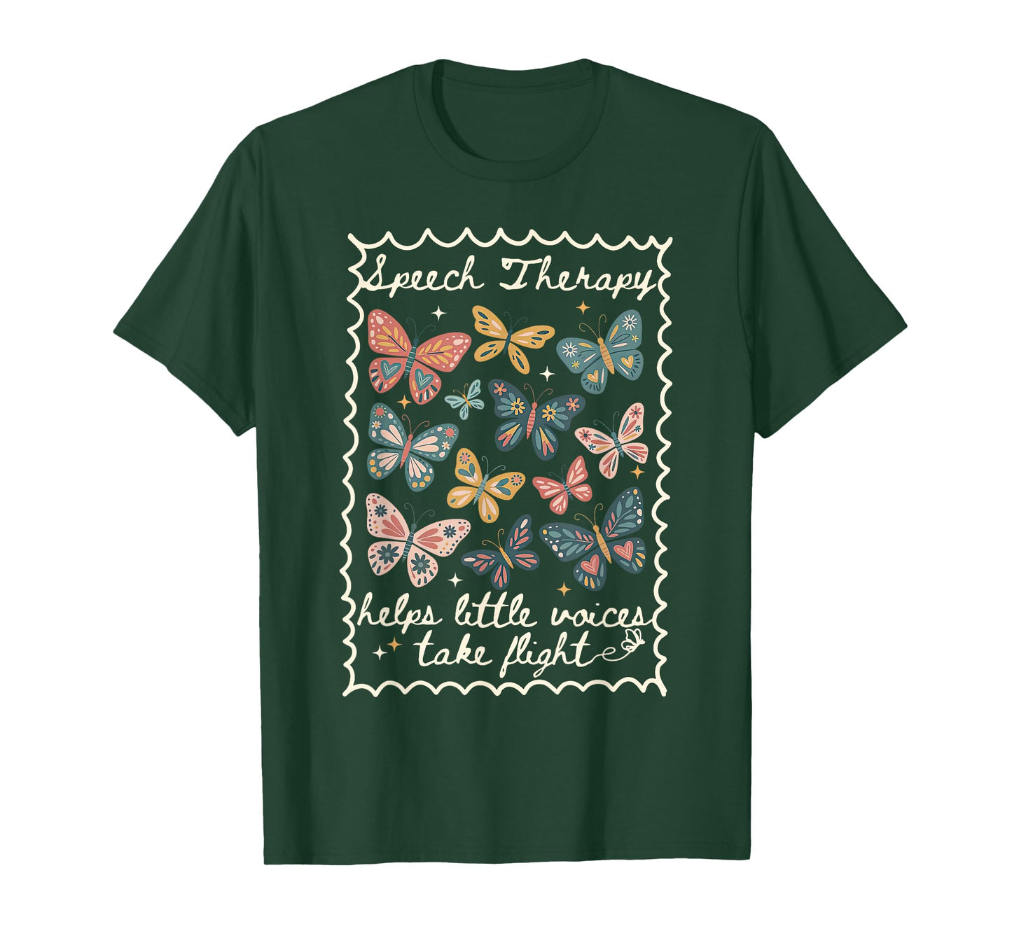 Stamp Speech Therapy Butterfly Speech Language Pathologist T-Shirt