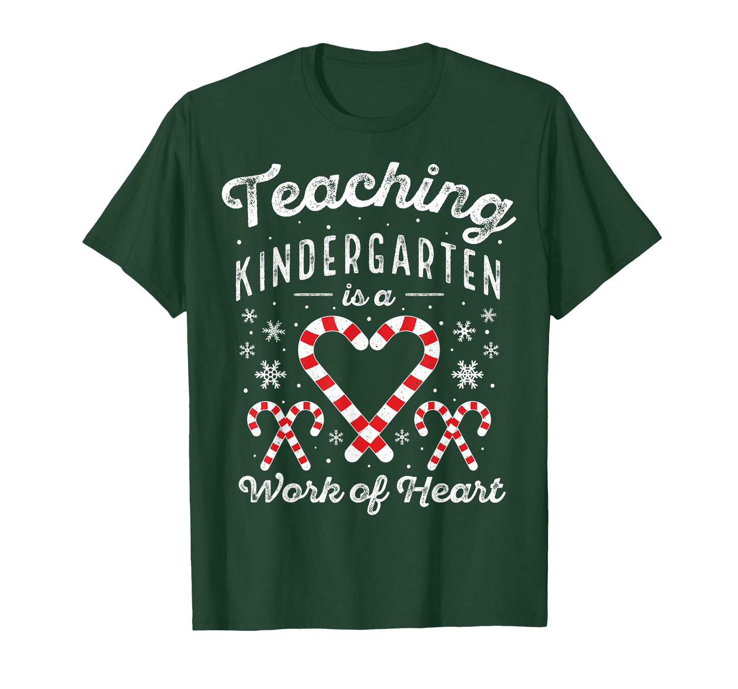Christmas Candy Cane Work of Heart Xmas Kindergarten Teacher T-Shirt for Men Women Kids