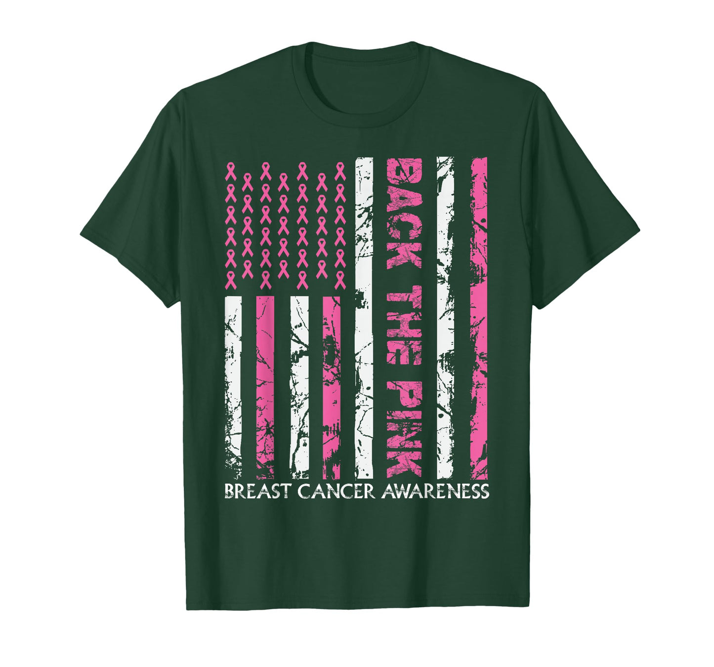 Back The Pink Breast Cancer Awareness US American Flag T-Shirt