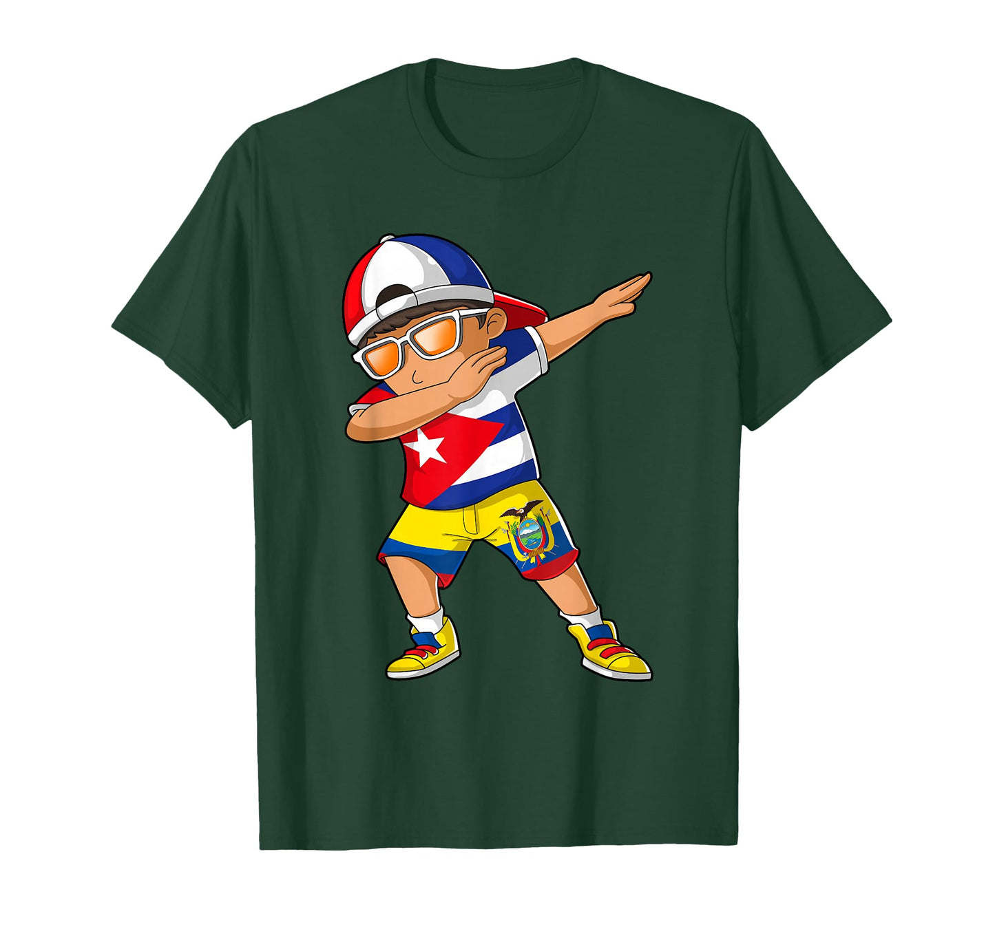 Half Cuban Half Ecuadorian Boy Kid Cuba Ecuador Flag T-Shirt
