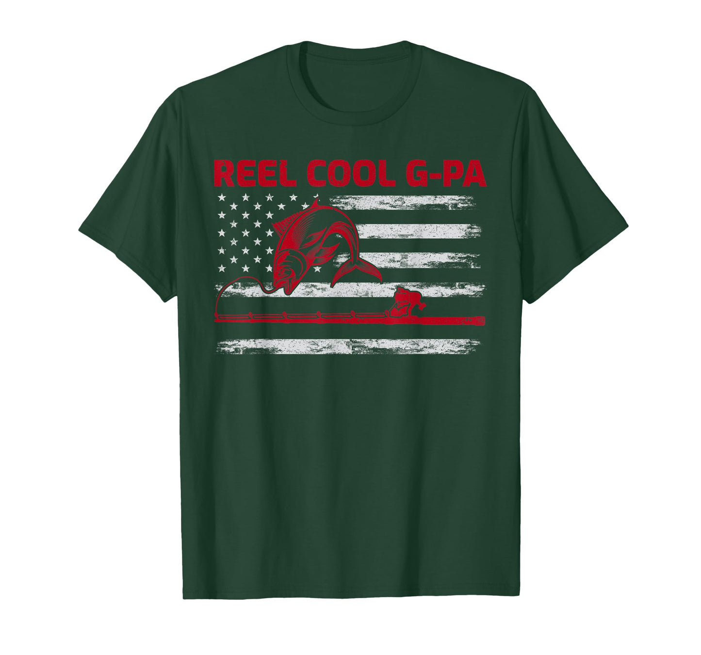 Vintage American Flag Retro Reel Cool G-Pa Fishing Women Men T-Shirt