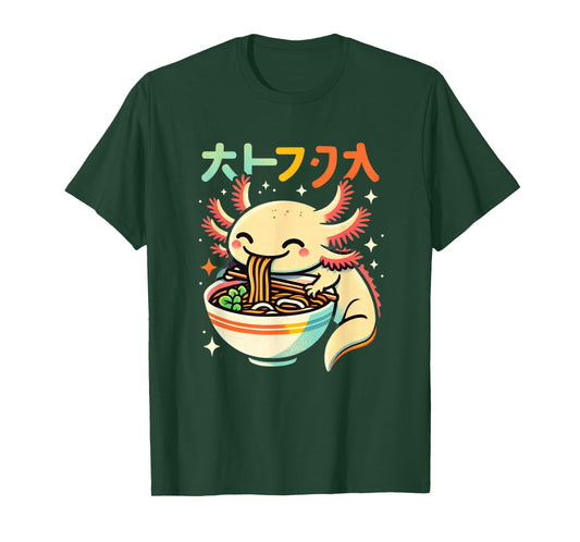 Axolotl Ramen Kawaii Neko Japanese Noodles Aesthetic T-Shirt