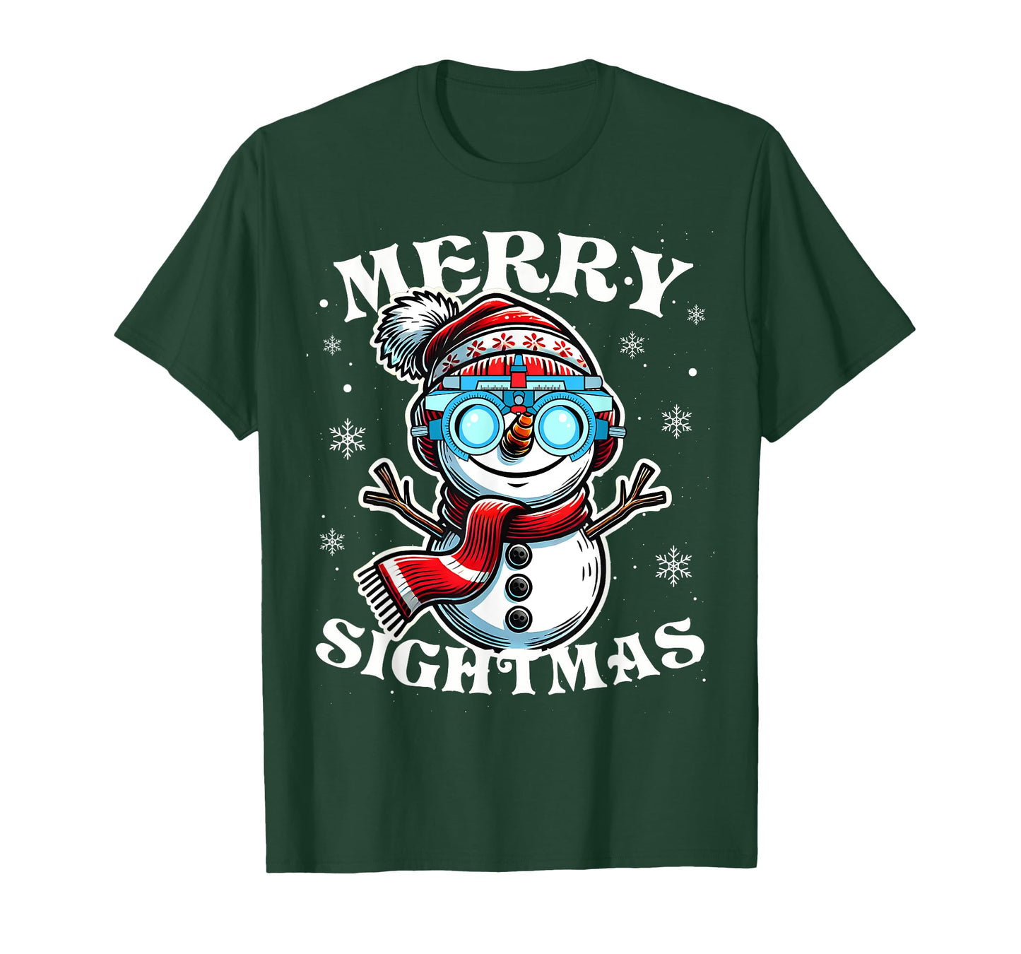 Merry Sightmas Snowman Optometry Christmas Shirt Eye Doctor T-Shirt
