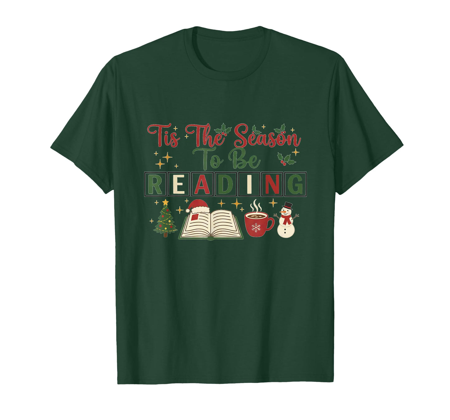 Xmas Books Tis The Season to Be Reading Funny Book Lover T-Shirt