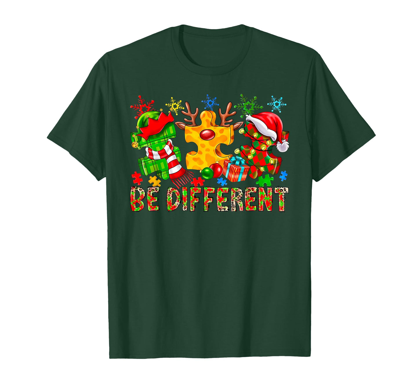 Be Different Autism Awareness Christmas Neurodiversity T-Shirt