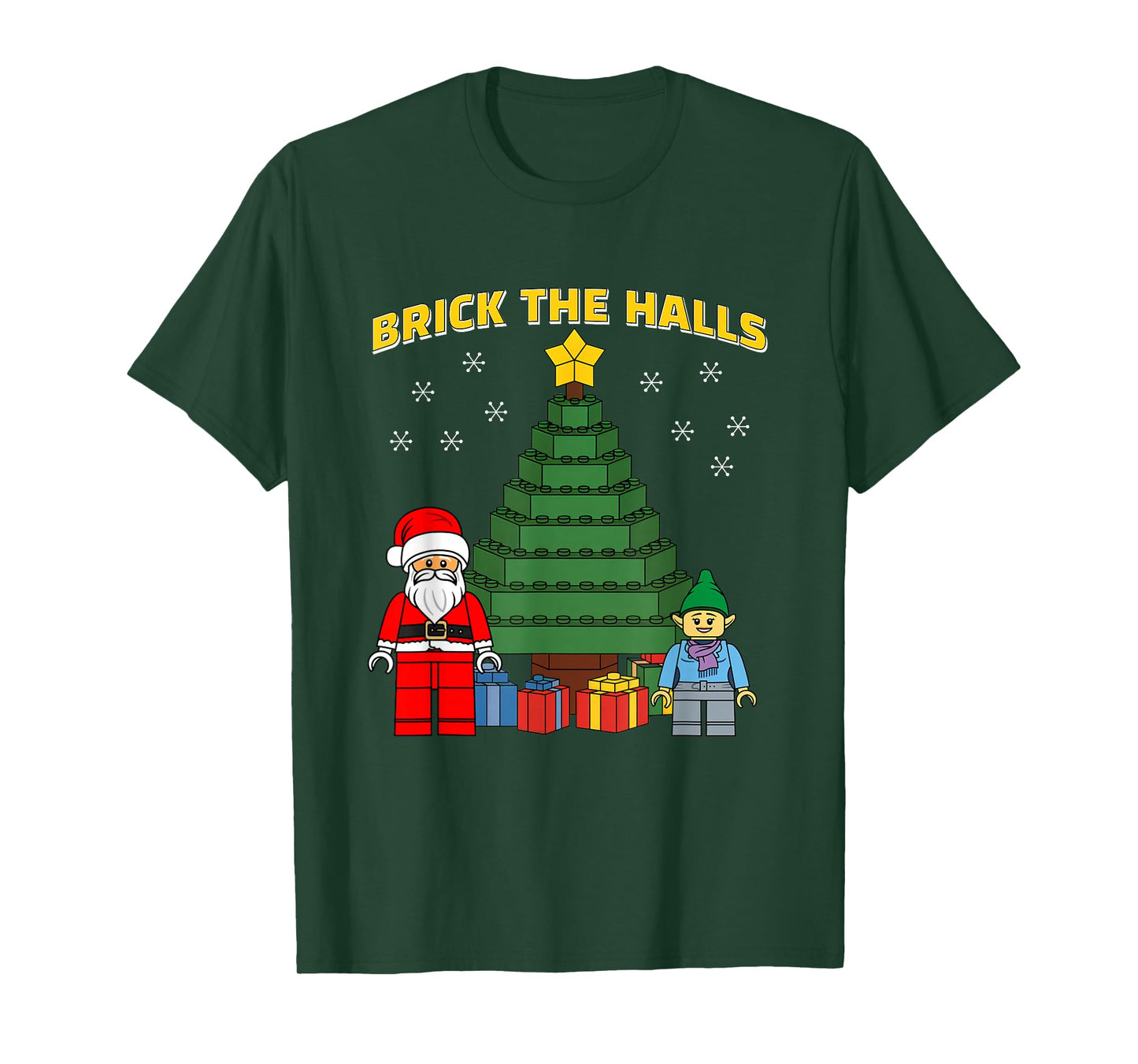 Christmas Building Bricks Brick The Halls Block Builder T-Shirt