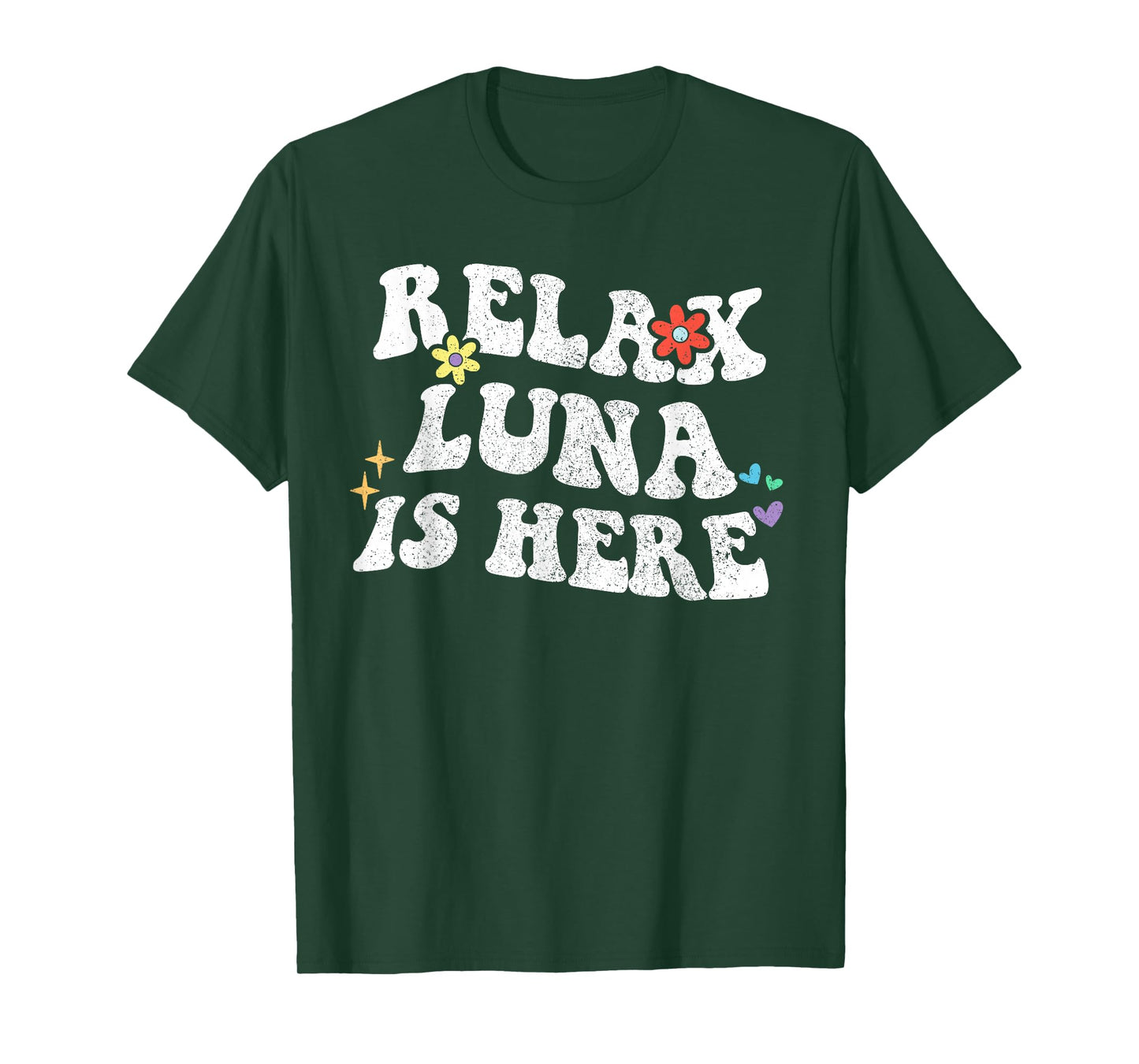 Retro Groovy Relax LUNA Is Here Funny Mother's Day Name T-Shirt