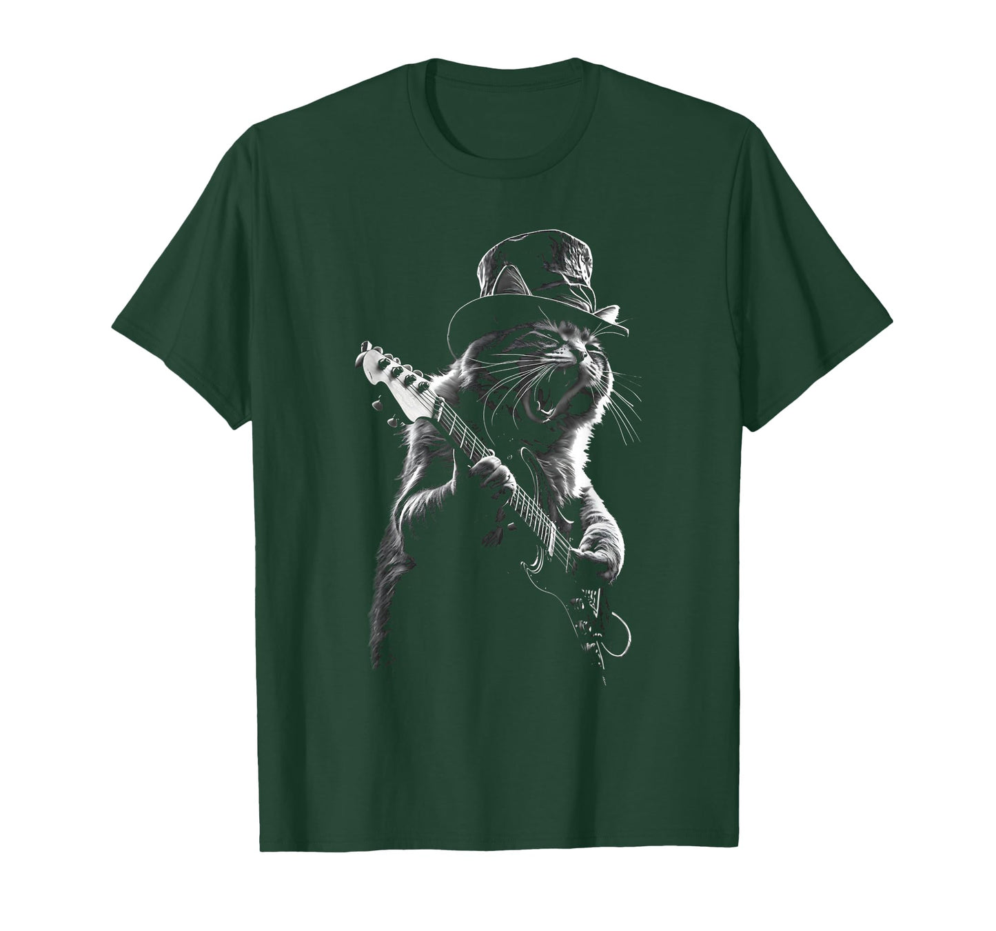 Rock Star Cat Playing Guitar Graphic T-Shirt