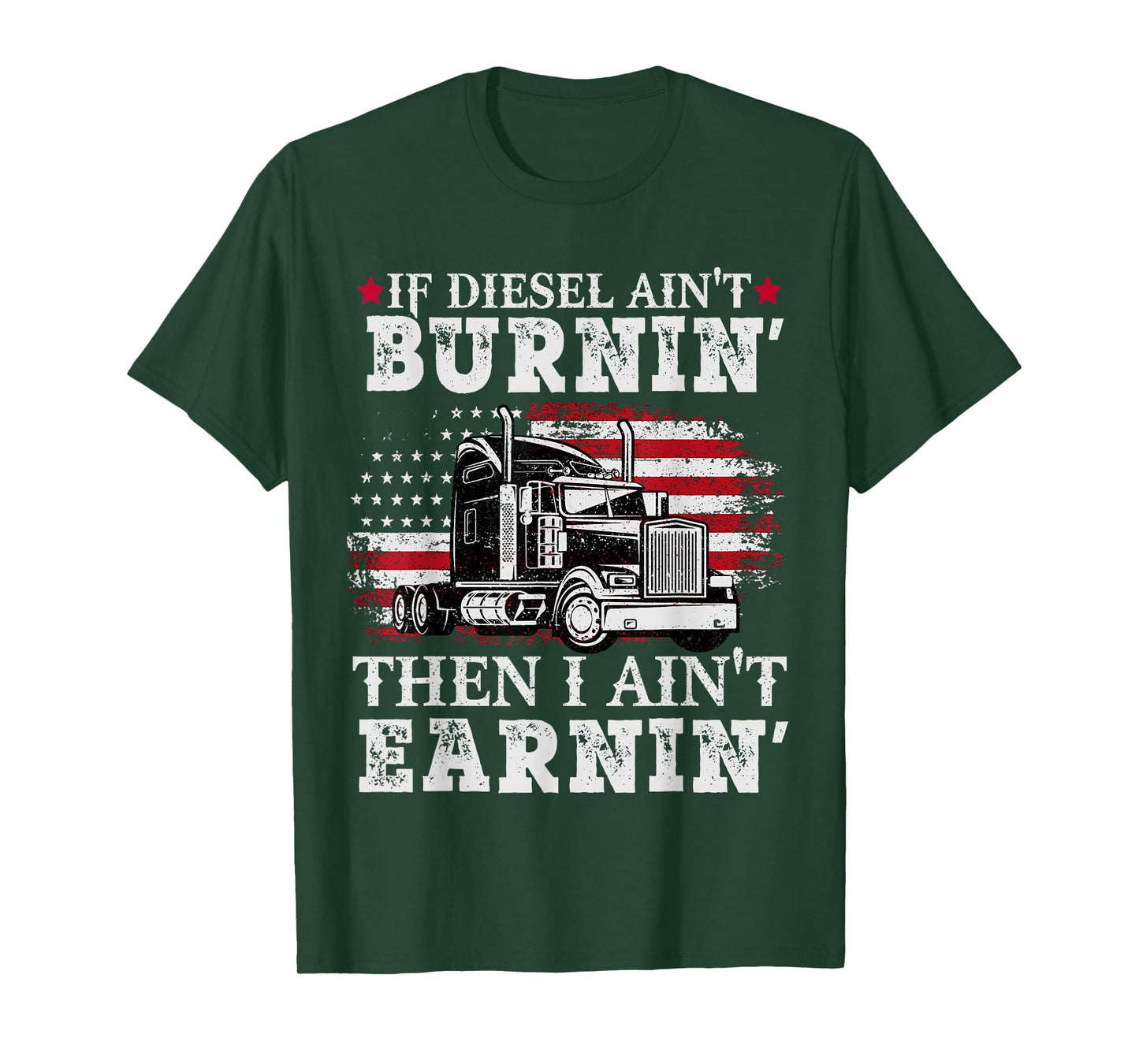 Funny Diesel Trucker USA American Flag Truck Driver Vintage T-Shirt for Women Men