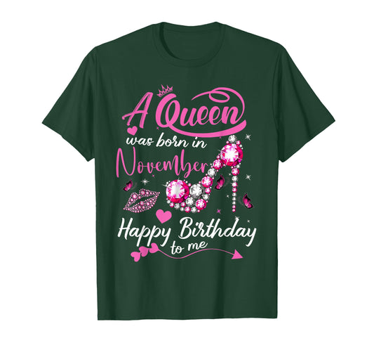 Black Queens are Born in November Women Birthday Gift T-Shirt