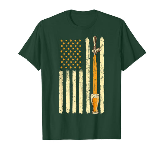 Craft Beer Tap Distressed American Flag Patriotic Alcohol T-Shirt