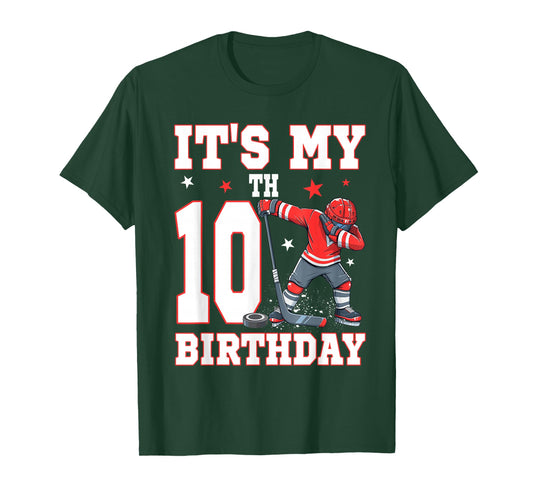 It's My 10th Birthday Boy Ice Hockey Dabbing 10 Year Old T-Shirt