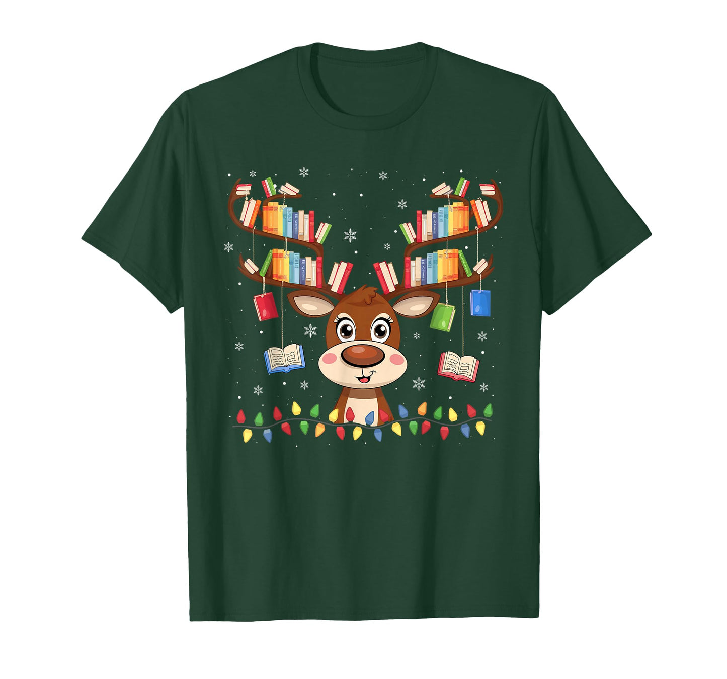 Christmas Librarian Reindeer Matching Family Book Lover Xmas T-Shirt