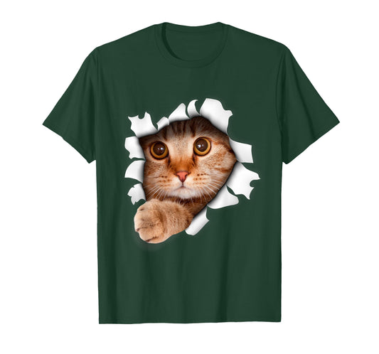 Cute Realistic Cat Kitten Emerging Cat, Kitten or Pet Lovers T-Shirt