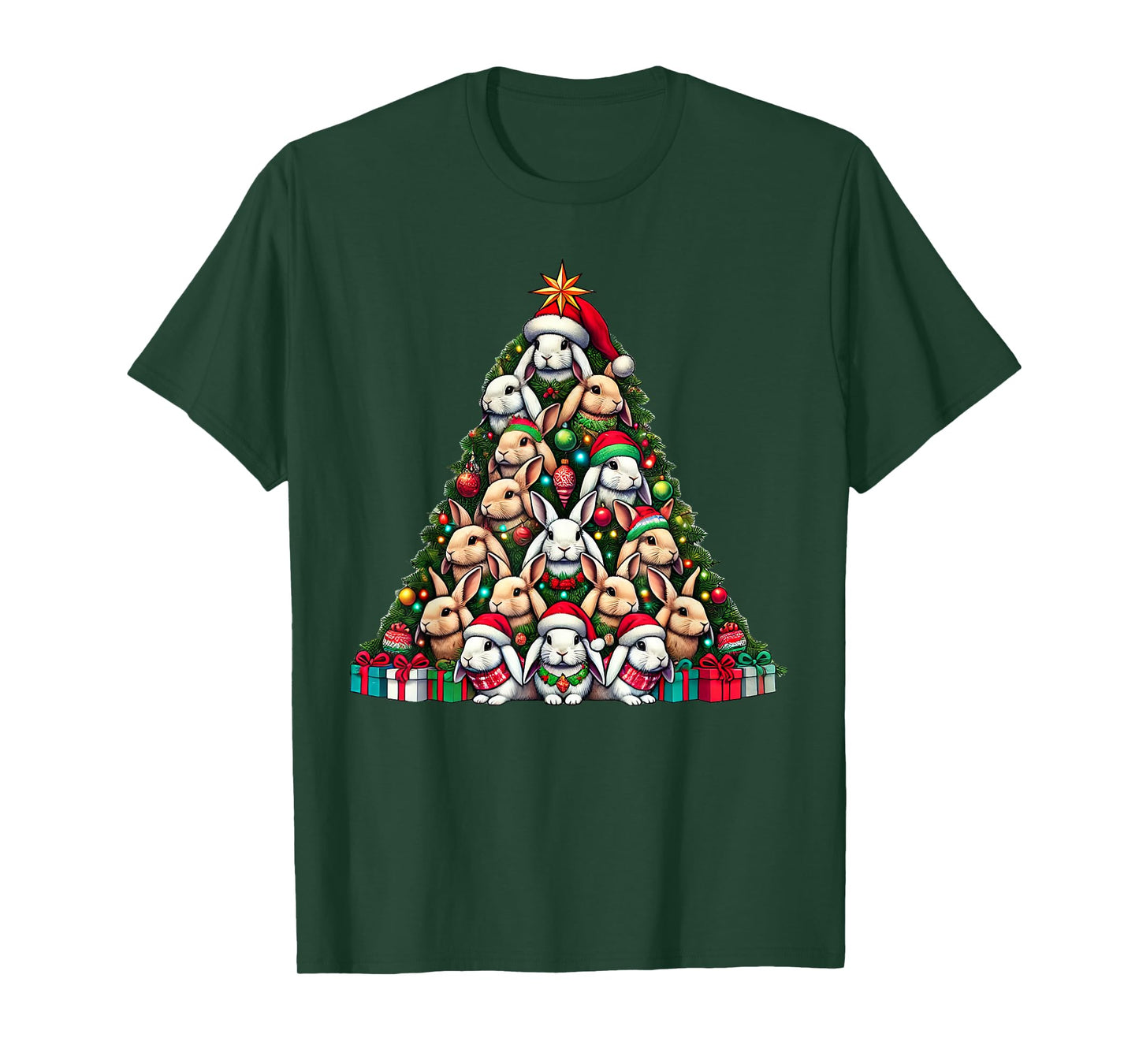 Rabbit Christmas Tree Funny Rabbit Xmas T-Shirt