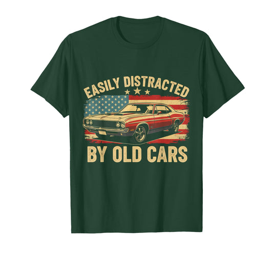 Easily Distracted by Old Cars Classic Car Funny Guy T-Shirt