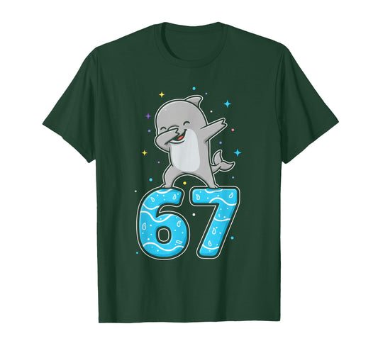 Dabbing Dolphin 67 Funny Six Seven Gen Z Slang Meme Cute T-Shirt
