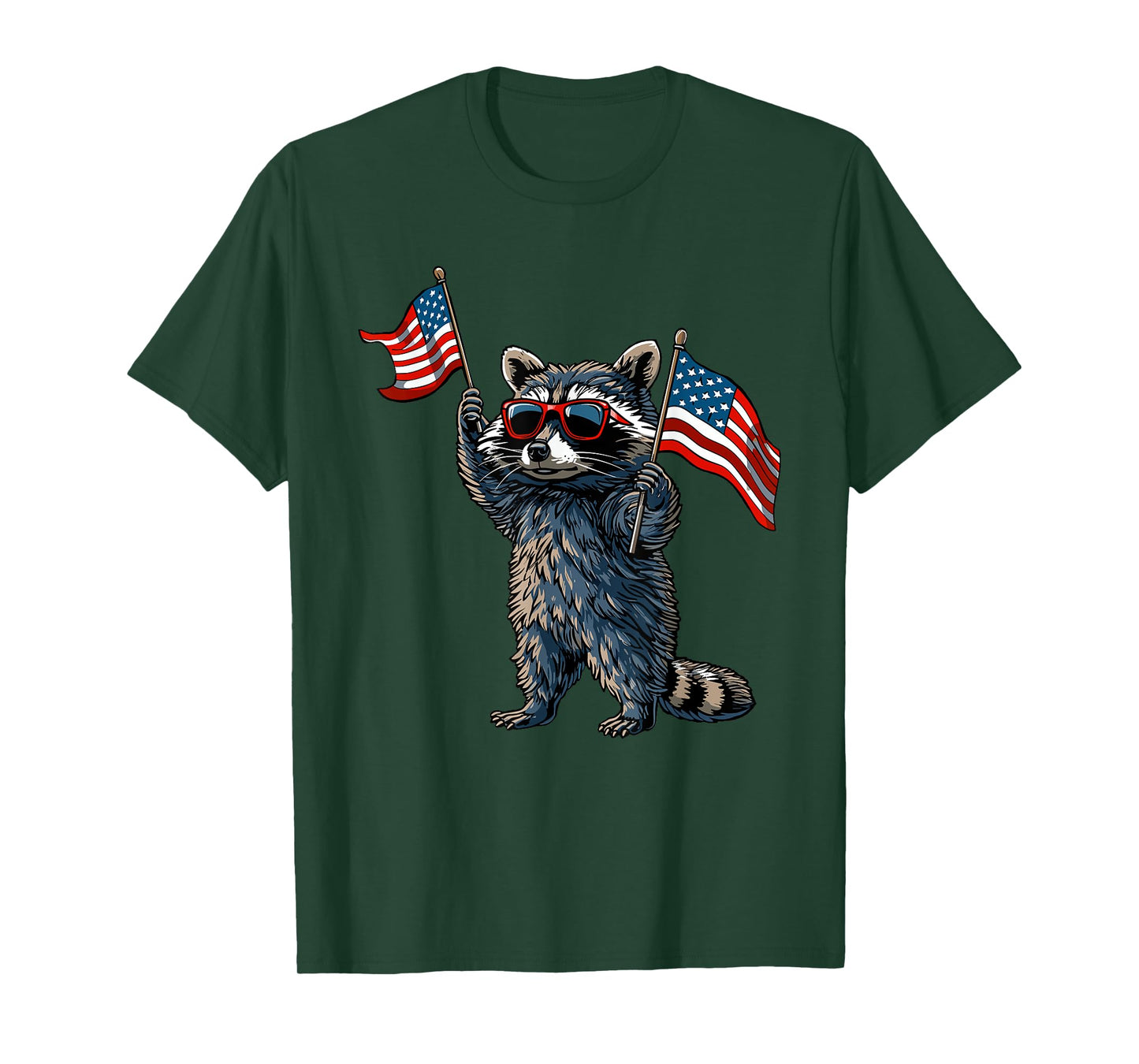 Raccoon Patriotic 4th Of July USA American Flag T-Shirt