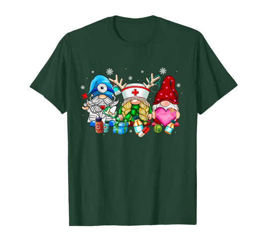 Cute Gnomes Nurse Christmas Scrub Top Nurses Women Pajamas T-Shirt