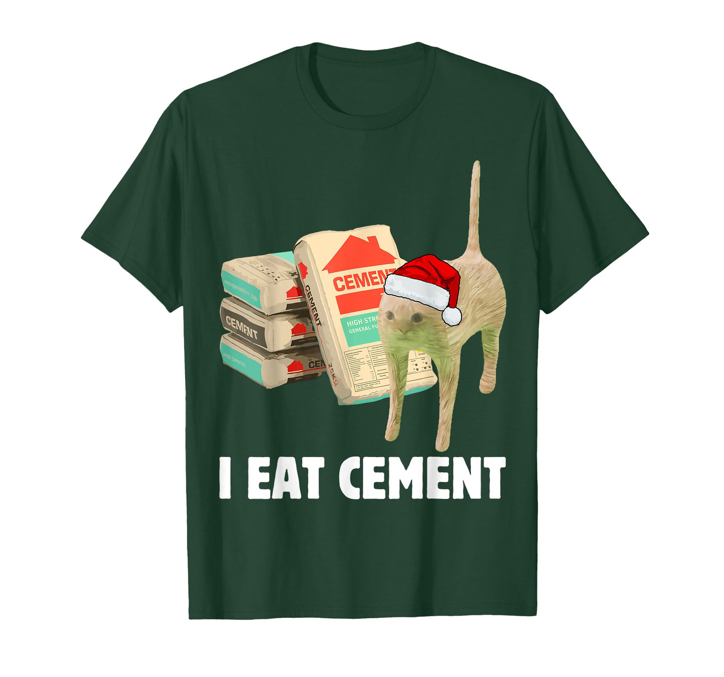 I Eat Cement Funny Cat Meme Christmas Pajamas Cursed Memes T-Shirt
