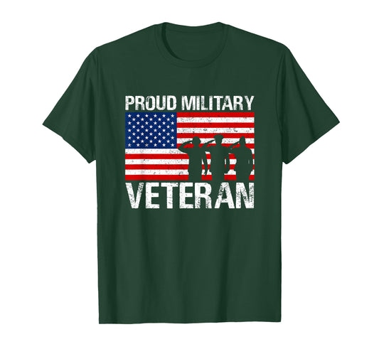 Red White Blue Flag Soldier Proud Military Veteran T-Shirt