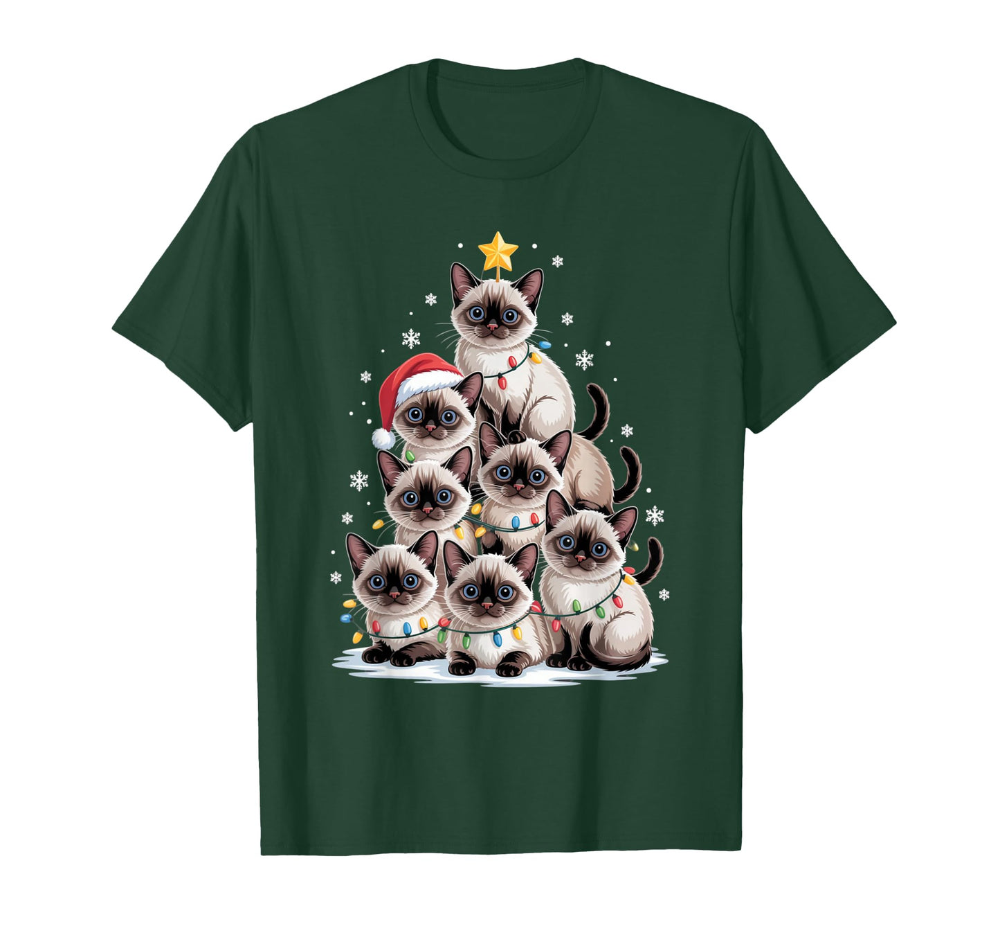 Christmas Siamese Cat Pet Xmas Santa Hat T-Shirt