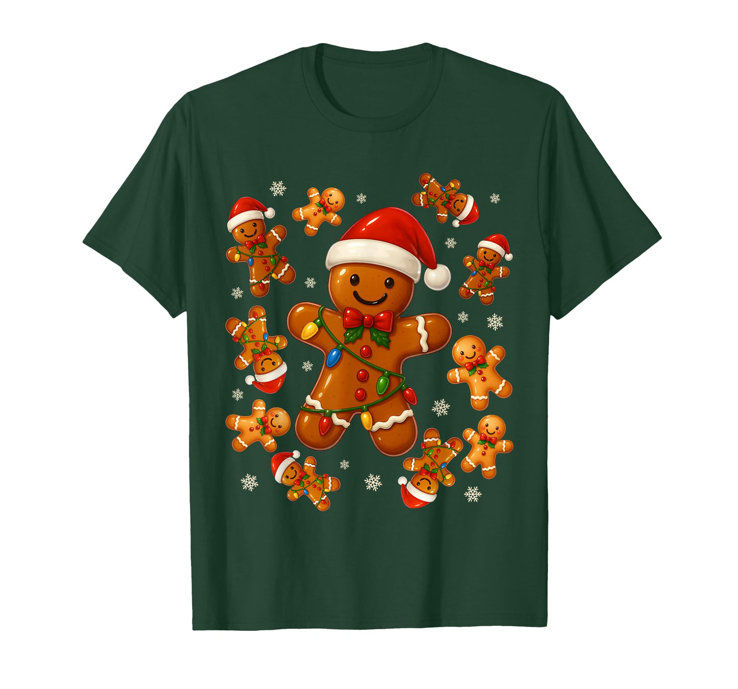 Cute Gingerbread Snowflake Christmas Xmas Kids Boys Girls T-Shirt